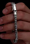 Erkek Gümüş Bileklik - 6 mm Özel Kilit Tasarımlı Yuvarlak Kesim Kral Model Gümüş Bileklik Erkek Gümüş Bileklik - 6 mm Özel Kilit Tasarımlı Yuvarlak Kesim Kral Model Gümüş Bileklik