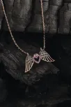 Rose Melek Kanatlı Siyah Ve Pembe Zirkon Taşlı 925 Ayar Gümüş Kadın Kolye GKLMLKKNTLI-ALT Rose Melek Kanatlı Siyah Ve Pembe Zirkon Taşlı 925 Ayar Gümüş Kadın Kolye GKLMLKKNTLI-ALT