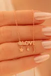 Kadın Gümüş Kolye - Sevgililer Günü - Hediye - Rose Kaplama Love Yazılı Kalp Motifli Kadın Kolye