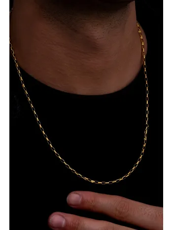 Erkek Çelik Kolye - Altın Kaplama Halka Model Paslanmaz Çelik Kolye