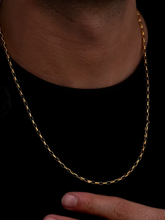 Erkek Çelik Kolye - Altın Kaplama Halka Model Paslanmaz Çelik Kolye