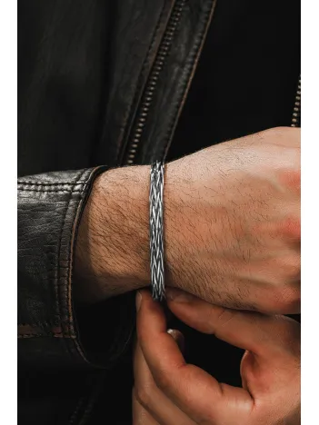 Erkek Gümüş Bileklik - Titus El Yapımı Model Erkek Bileklik Kelepçe Her Bileğe Uyar