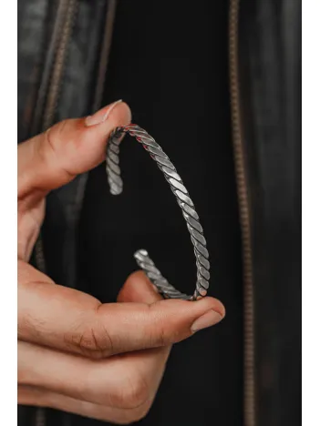 Erkek Gümüş Bileklik - El Yapımı Oksitli Gümüş Adonis Erkek Bileklik Kelepçe