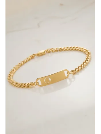 Bebek Çocuk Çelik Künye - Altın Renk Zarif Künye Çelik Künye