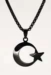 OttoMan Siyah Ay Yıldız Bayrak Çelik Erkek Kolye Zincir