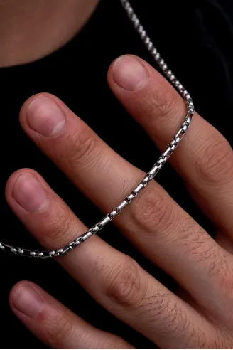 Erkek Çelik Kolye - 3 mm Kuş Gözü Model Çelik Kolye