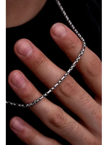 Erkek Çelik Kolye - 3 mm Kuş Gözü Model Çelik Kolye