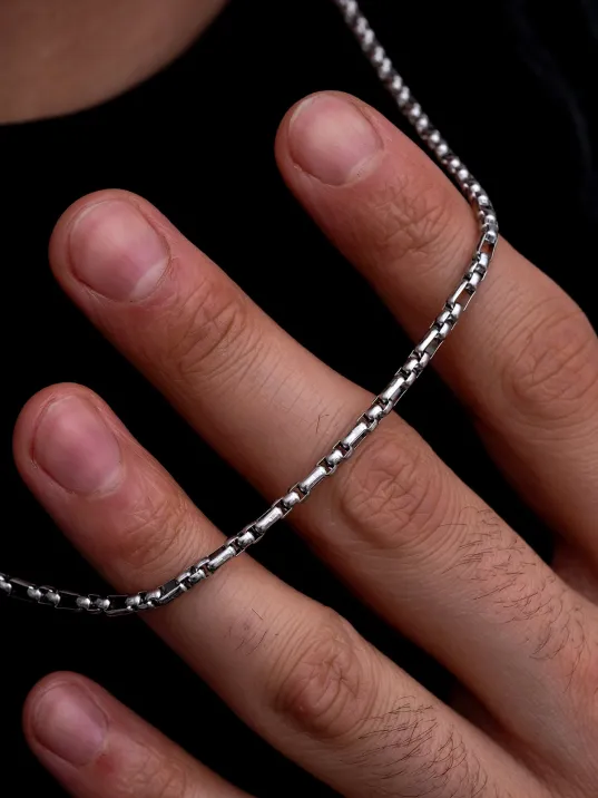 Erkek Çelik Kolye - 3 mm Kuş Gözü Model Çelik Kolye