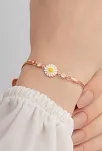 Papatya Kadın Gümüş Bileklik Zirkon Taşlı Rose