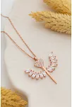 Kadın Gümüş Kolye - Zirkon Taşlı Rose Kalpli Mikailin Kılıcı Model 2 Kadın Gümüş Kolye