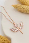 Kadın Gümüş Kolye - Zirkon Taşlı Rose Kalpli Mikailin Kılıcı Model 2 Kadın Gümüş Kolye
