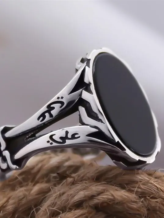 Siyah Oniks Taşlı Zülfikar Kasa Özel Seri Erkek Gümüş Yüzük