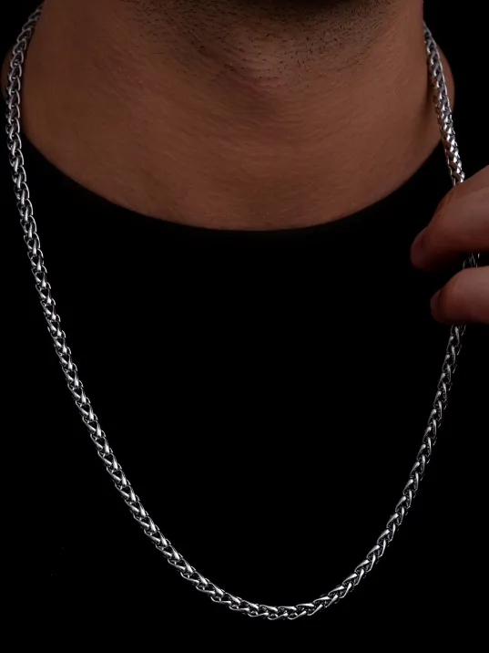 Yuvarlak Kral Model Çelik Erkek Kolye Zincir 4.5mm