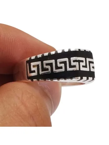 Grek Desenli Klasik Erkek Gümüş Yüzük