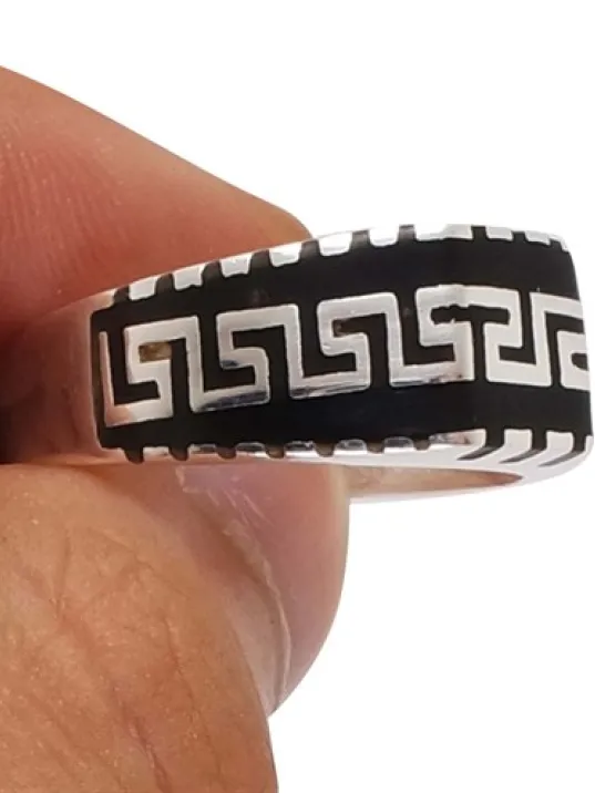 Grek Desenli Klasik Erkek Gümüş Yüzük