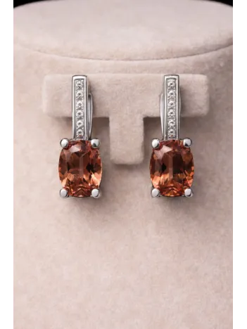 Kadın Gümüş Kolye Küpe Set - Baget Zultanit Taşlı Tektaş Model Set