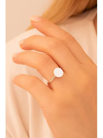 Kadın Gümüş Yüzük - El İşçiliği Gümüş Yuvarlak Motifli İnce Kadın Yüzük