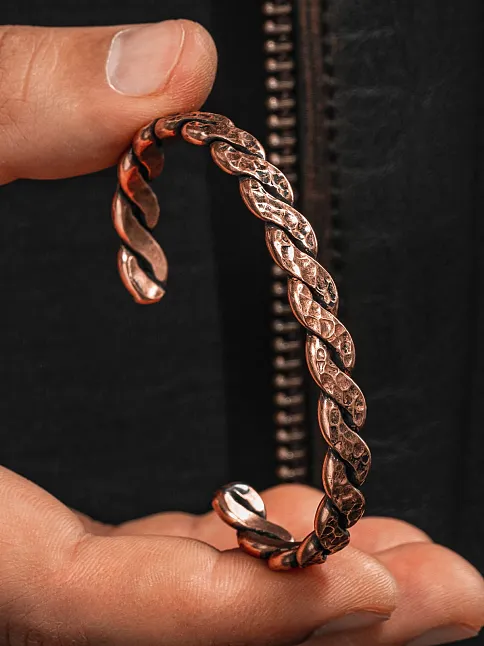 Saf Bakır Bileklik Otantik Model Örgü Metal Kutu Doğal Taşlar Kadın Erkek Kelepçe