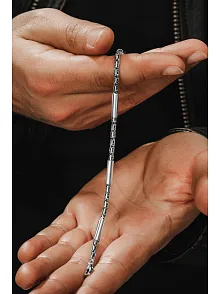 Erkek Kral Gümüş Bileklik Künye 2,8mm Özel Tasarım Silindir Parçalı