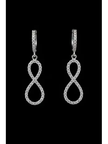 Kadın Gümüş Küpe - Sonsuzluk Model Zirkon Taş Kaplama Gümüş Küpe