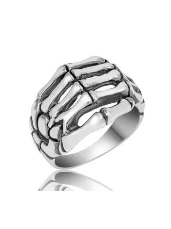 Erkek Gümüş Yüzük - İskelet Model Gotik Erkek Yüzük