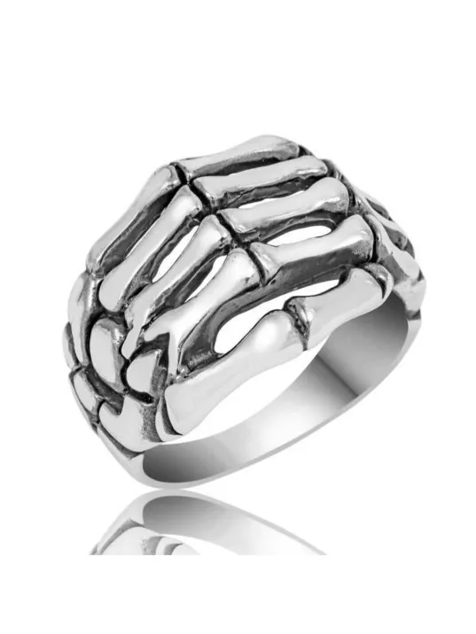 Erkek Gümüş Yüzük - İskelet Model Gotik Erkek Yüzük