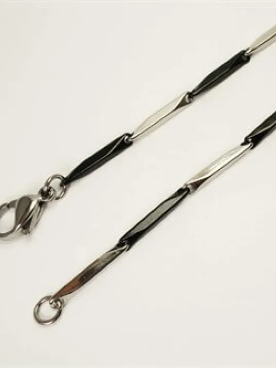 Siyah Beyaz Çelik Kral Erkek Zincir Kolye + Bileklik Set Kalın Model Siyah Beyaz Çelik Kral Erkek Zincir Kolye + Bileklik Set Kalın Model