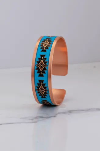 Kadın Bakır Bileklik - Charmaleon Model Özel Baskı Metal Kutu Ve Kuvars Taşı