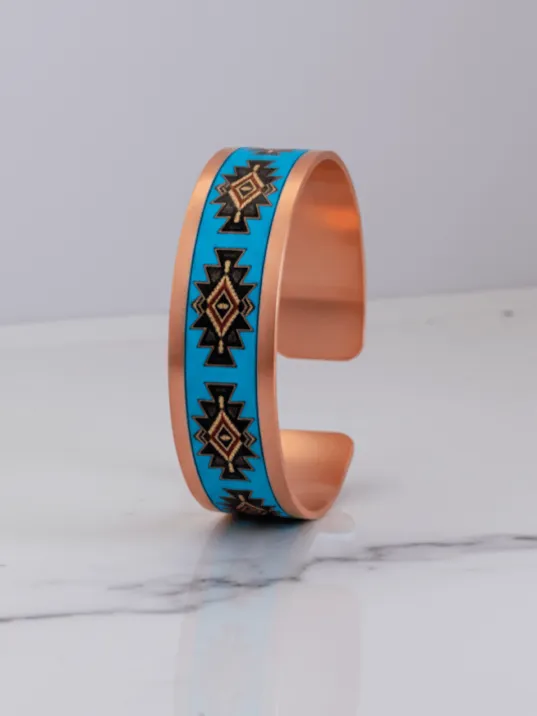 Kadın Bakır Bileklik - Charmaleon Model Özel Baskı Metal Kutu Ve Doğal Taşlar