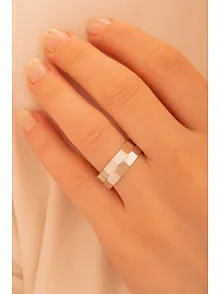 Kadın Gümüş Yüzük - 925 Ayar Yakamoz Model Gümüş Alyans Yüzük
