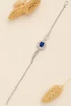 Kadın Gümüş Bileklik - Safir Taşlı Kare Model Zirkon Süslemeli Kadın Bileklik Kadın Gümüş Bileklik - Safir Taşlı Kare Model Zirkon Süslemeli Kadın Bileklik