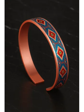 Kadın Bakır Bileklik - Rainbow Model Özel Baskı Metal Kutu Ve Kuvars Taşı