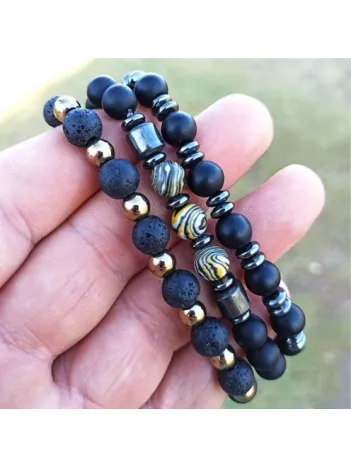 Erkek 3 lü Set Doğaltaş Bileklik