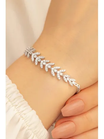 Bengi ZirkonTaşlı Su Yolu Bayan Gümüş Bileklik