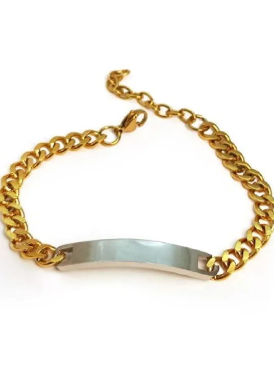 İsim Yazılabilen Çelik Erkek Bileklik Altın Kaplama İnce Kibar CBLGMSISIM1