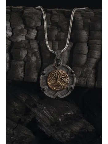 Hayat Ağacı Yuvarlak Model 925 Ayar Gümüş Erkek Kolye Zincir Gklhytagacı-alt