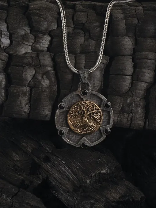 Hayat Ağacı Yuvarlak Model 925 Ayar Gümüş Erkek Kolye Zincir Gklhytagacı-alt