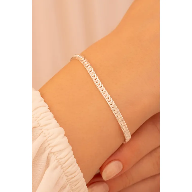 Kadın Gümüş Bileklik - 3.5mm Yassı Beyaz Tilki Kuyruğu Zincir Gümüş Kadın Bileklik Kadın Gümüş Bileklik - 3.5mm Yassı Beyaz Tilki Kuyruğu Zincir Gümüş Kadın Bileklik