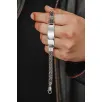 Erkek Gümüş Bileklik - İsim Yazılan 3.5 mm Çift Yuvarlak Kral Zincir Erkek Bileklik