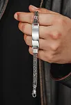 Erkek Gümüş Bileklik - İsim Yazılan 3.5 mm Çift Yuvarlak Kral Zincir Erkek Bileklik