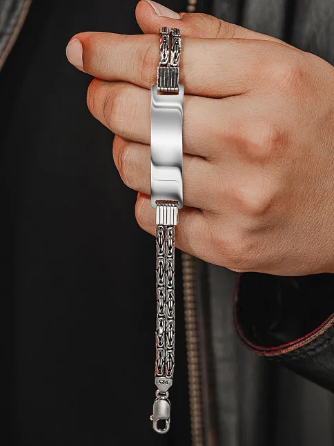 Erkek Gümüş Bileklik - İsim Yazılan 3.5 mm Çift Yuvarlak Kral Zincir Erkek Bileklik