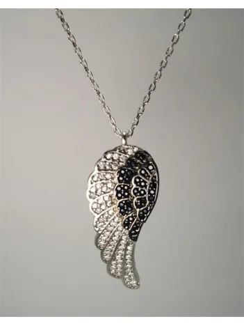 Büyük Boy Melek Kanadı Bayan Gümüş Kolye