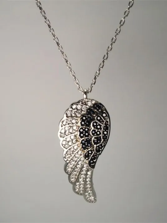 Büyük Boy Melek Kanadı Bayan Gümüş Kolye