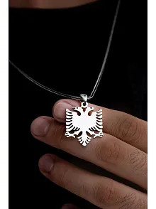 Arnavut Bayrağı Figürlü Erkek Bayan Gümüş Kolye