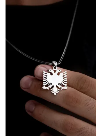 Arnavut Bayrağı Figürlü Erkek Bayan Gümüş Kolye