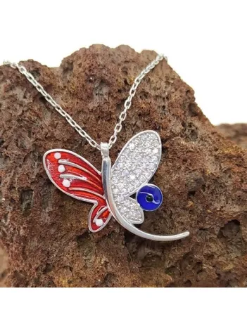 Zirkon Taşlı Yusufçuk Bayan Gümüş Kolye