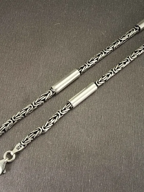 3,5mm Kral Gümüş Erkek Kolye Zincir Silindir Şarnelli Parçalı Model 3,5mm Kral Gümüş Erkek Kolye Zincir Silindir Şarnelli Parçalı Model