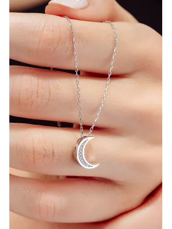 Kadın Gümüş Kolye - Swarovski Taşlı Zirconia Ay Motifli Kadın Kolye Kadın Gümüş Kolye - Swarovski Taşlı Zirconia Ay Motifli Kadın Kolye