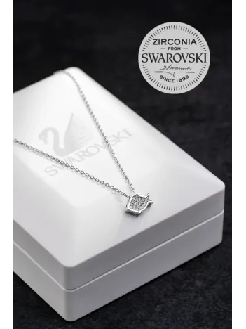 Kadın Gümüş Kolye - Swarovski Taşlı Zirconia Balık Motifli Kadın Kolye