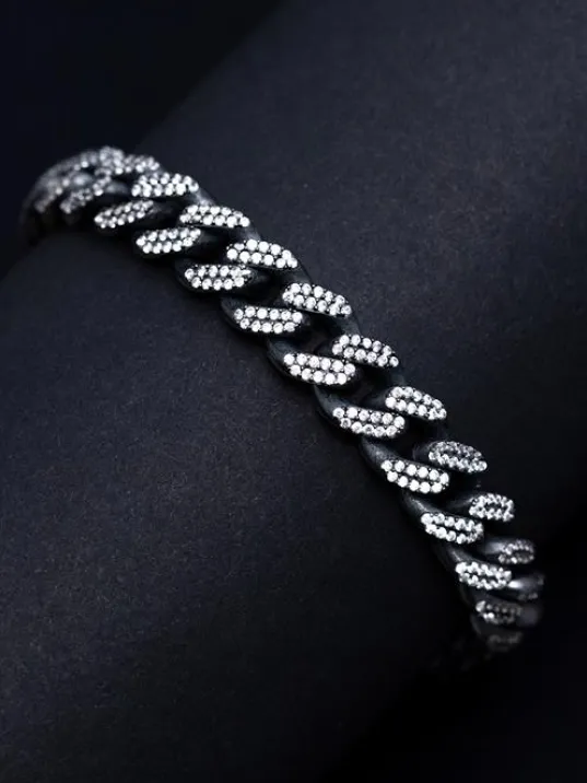 Erkek Gümüş Bileklik - Beyaz Zirkon Taşlı Gurmet Gümüş Bileklik Erkek Gümüş Bileklik - Beyaz Zirkon Taşlı Gurmet Gümüş Bileklik